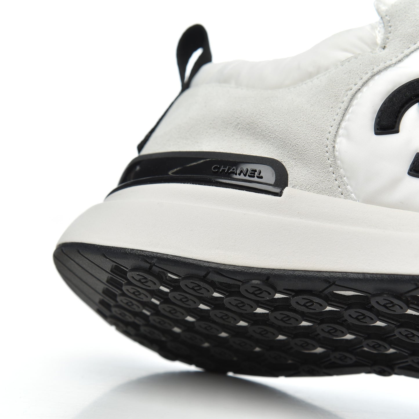 Nylon Suede Calfskin Womens CC Sneakers 36 Grey White