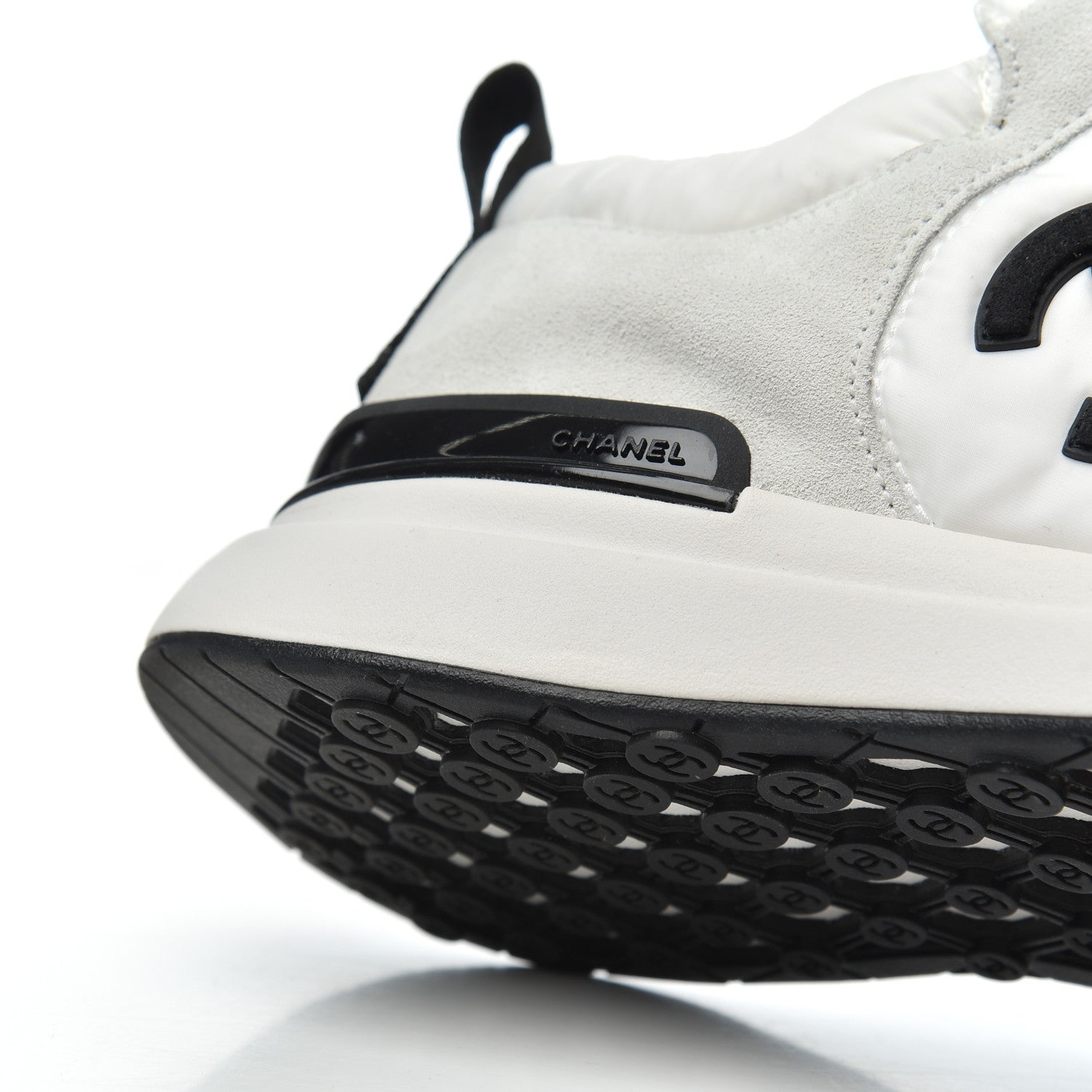 Chanel Nylon Suede Calfskin Womens CC Sneakers 36 Grey White 13 of 16