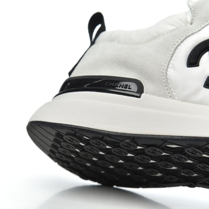 Chanel Nylon Suede Calfskin Womens CC Sneakers 36 Grey White 13 of 16