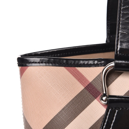 Burberry Patent Trim Nova Check Small Nickie Shopper Tote 16 of 22