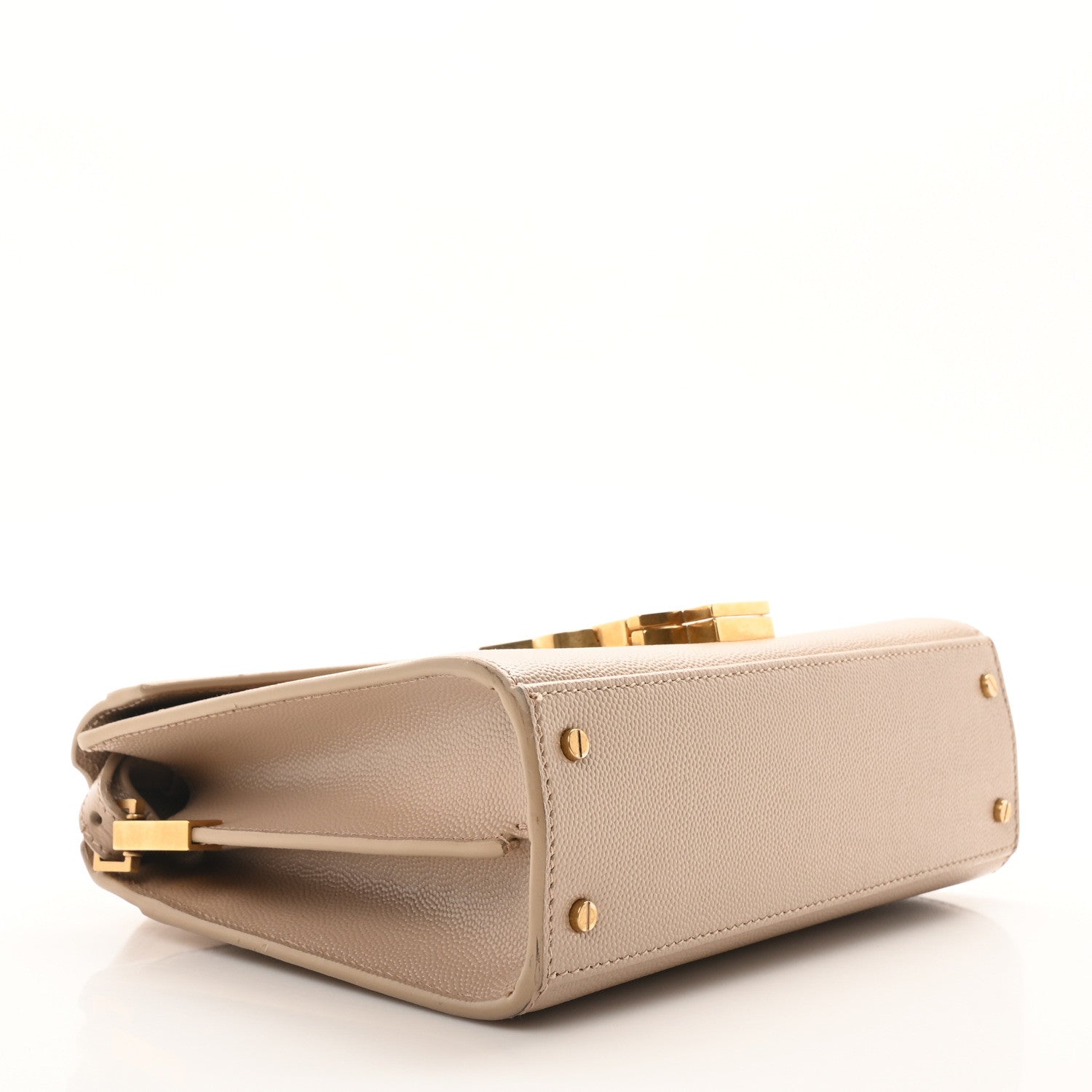 Saint Laurent Grain de Poudre Mini Classic Monogram Cassandra Top Handle Beige 4 of 9