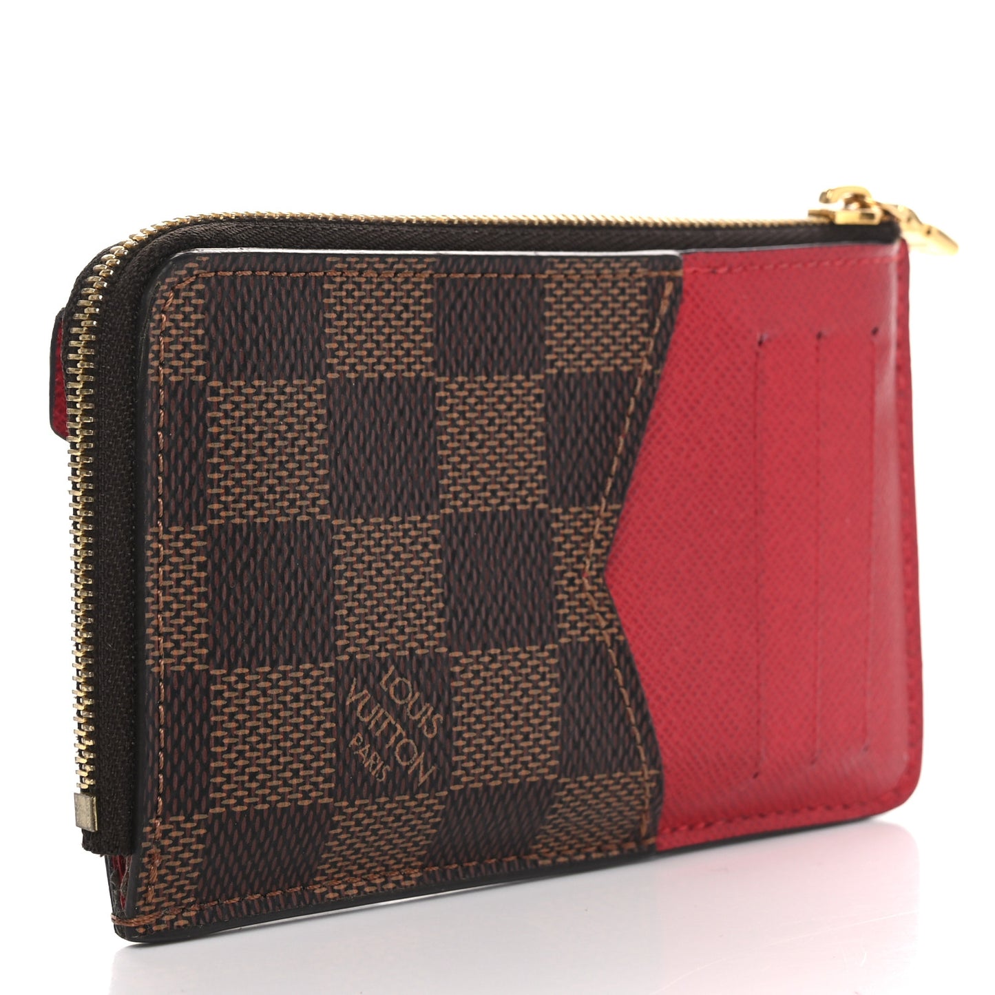 Damier Ebene Recto Verso Card Holder Red