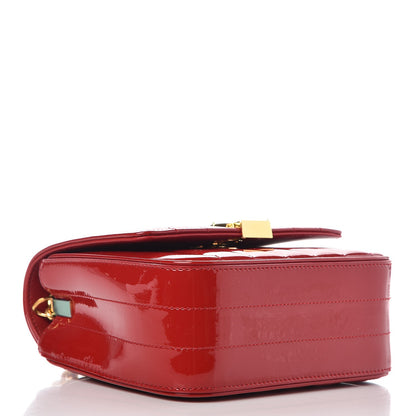 Saint Laurent Patent Matelasse Monogram Small Vicky Chain Bag Red 4 of 8