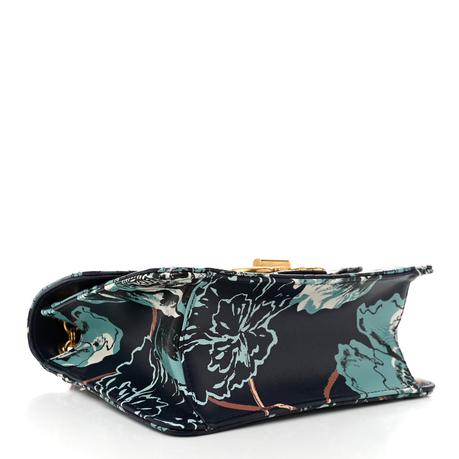 Salvatore Ferragamo Calfskin Quilted Floral Printed Gancini Flap Bag Blue Multicolor 4 of 11