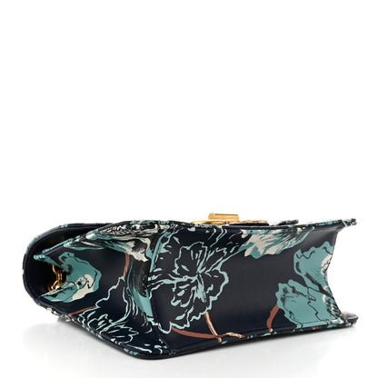 Salvatore Ferragamo Calfskin Quilted Floral Printed Gancini Flap Bag Blue Multicolor 4 of 11
