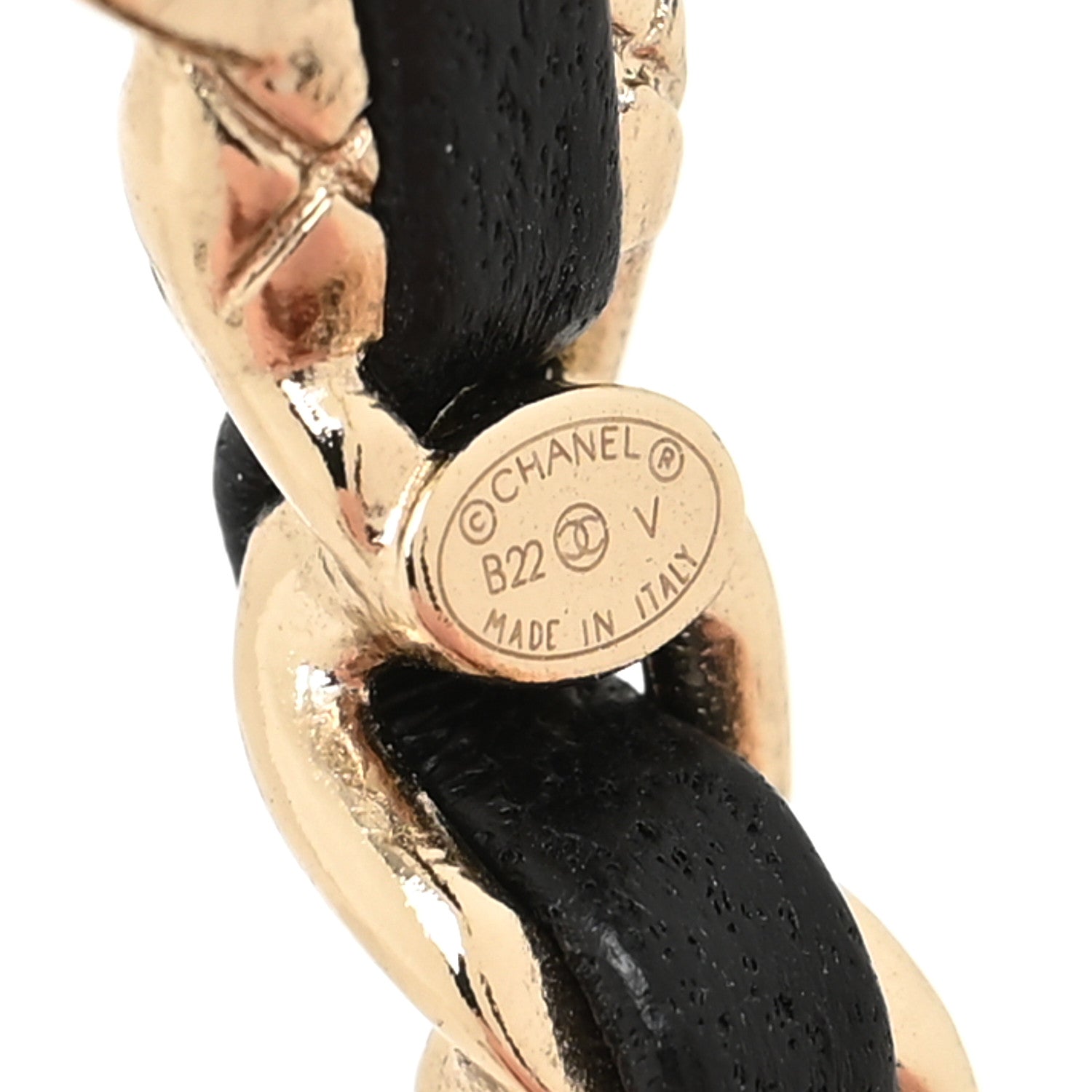 Chanel Metal Lambskin Quilted CC Turnlock Chain Hoop Earrings Gold Black 3 of 3