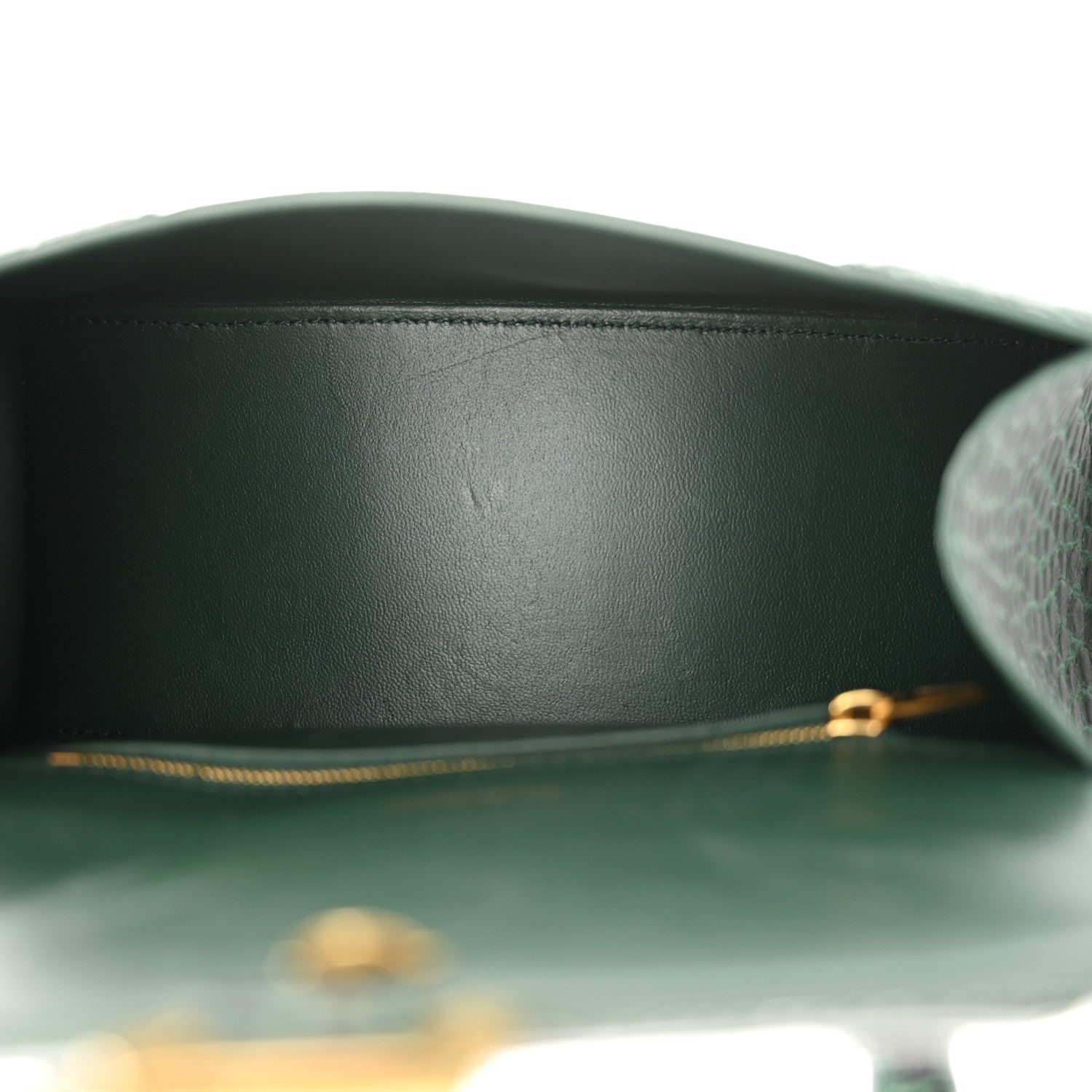 Balenciaga Shiny Calfskin Crocodile Embossed Small Hourglass Top Handle Bag Forest Green 5 of 12