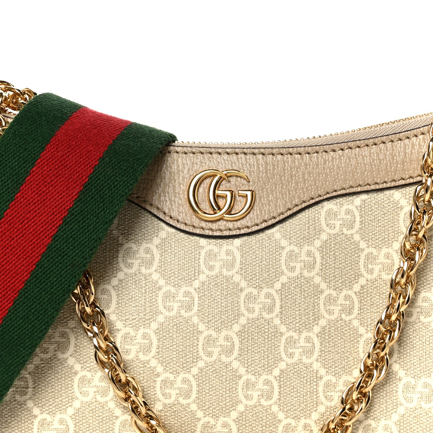 Gucci GG Supreme Monogram Textured Dollar Calfskin Web Small Ophidia GG Handbag Beige Mystic White Oatmeal 9 of 12