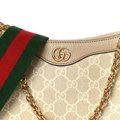 Gucci GG Supreme Monogram Textured Dollar Calfskin Web Small Ophidia GG Handbag Beige Mystic White Oatmeal 9 of 12
