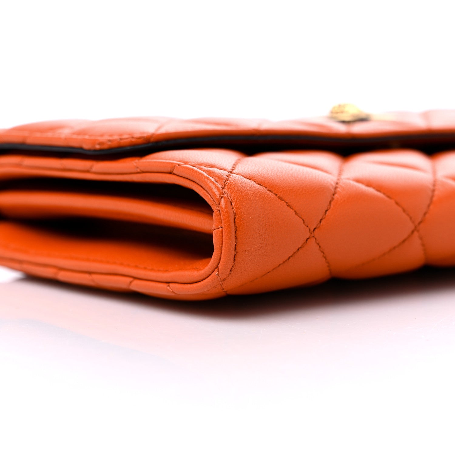 Versace Lambskin Quilted Medusa Wallet On Chain Crossbody Dark Orange 8 of 9