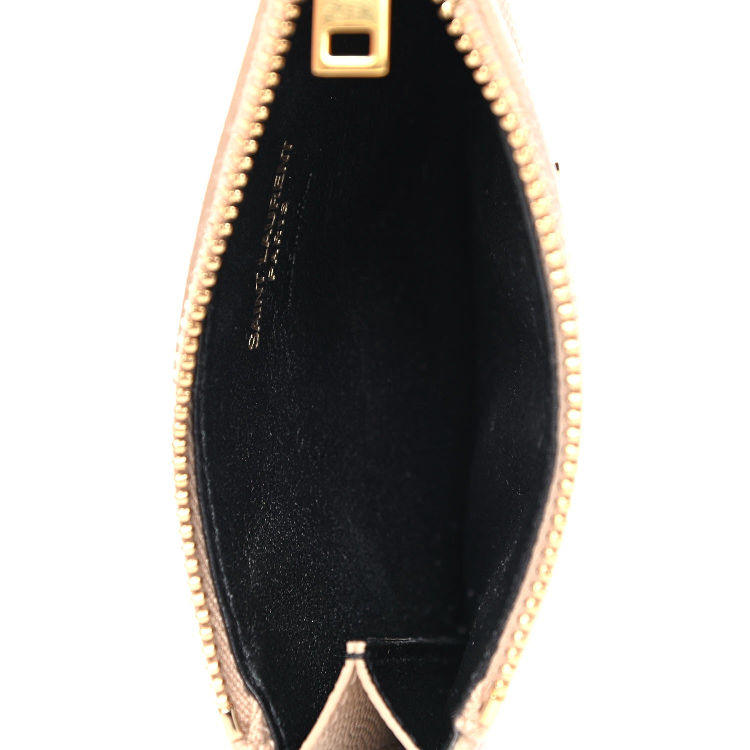 Saint Laurent Grain De Poudre Matelasse Chevron Monogram Fragments Zippered Card Case Nude Powder 5 of 9