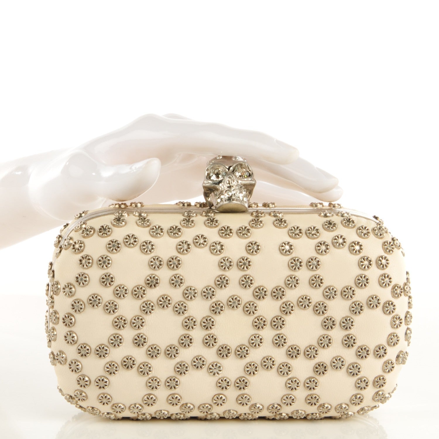 Alexander McQueen Studded Skull Box Clutch White 2 of 8