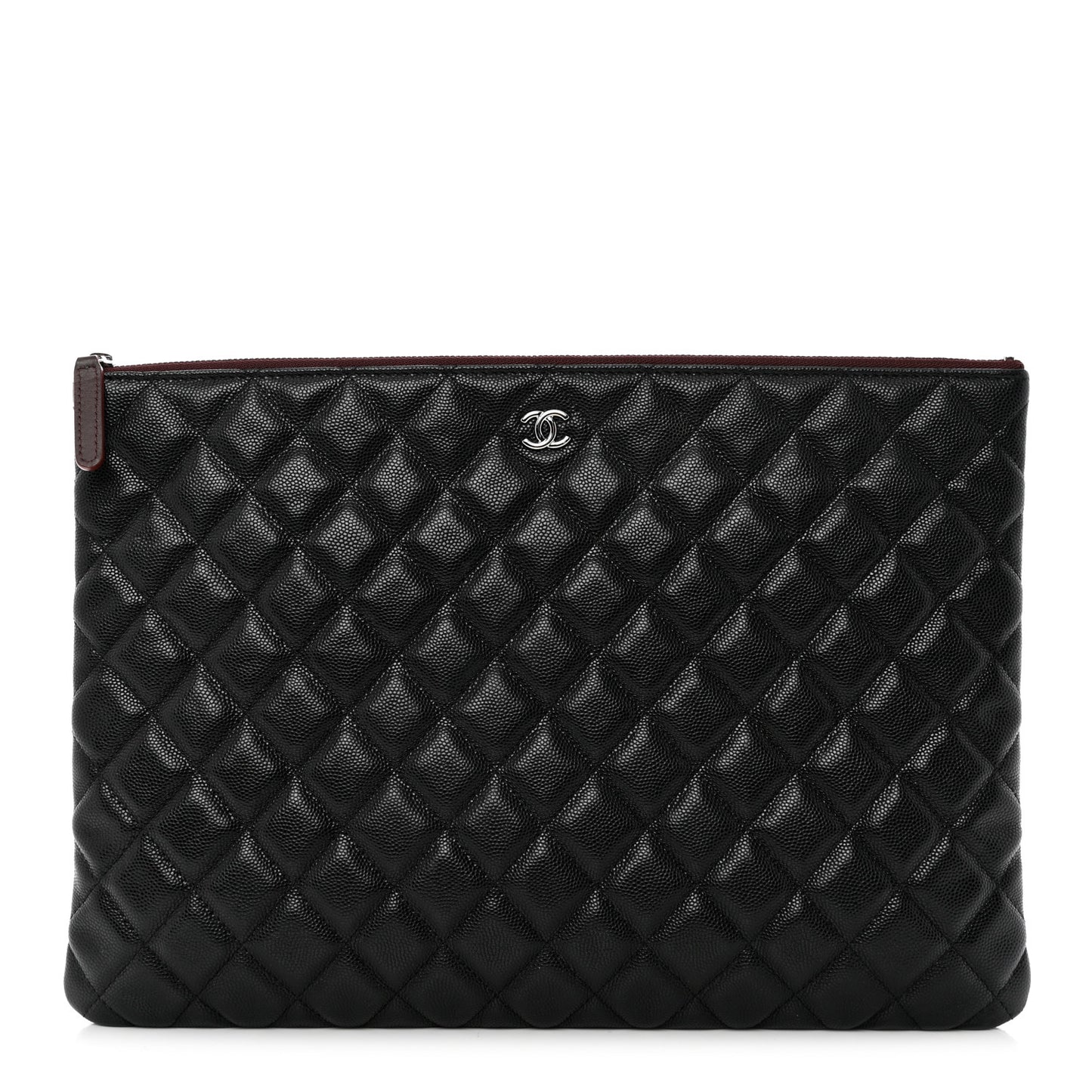 Caviar Quilted Large Cosmetic Case Black