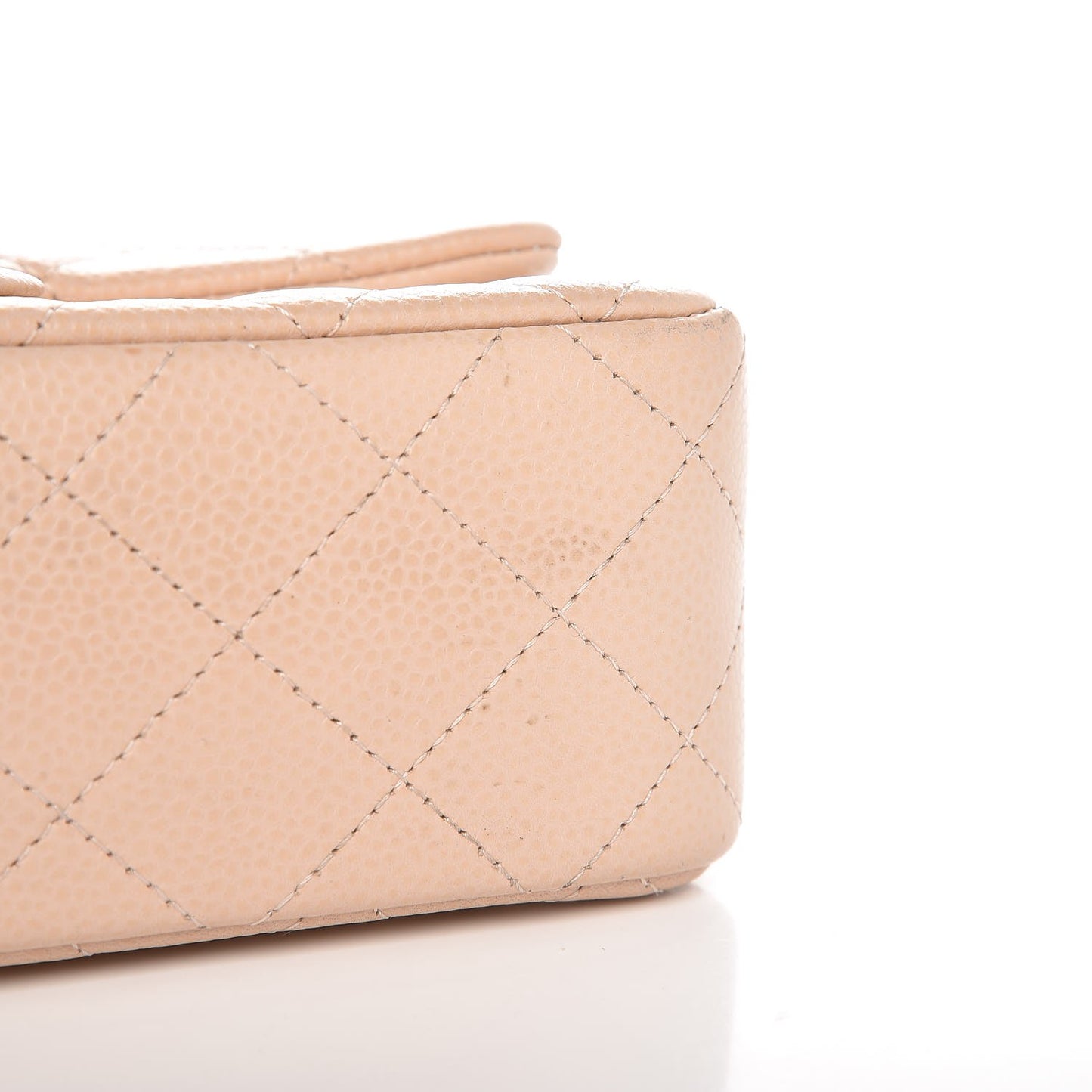 Caviar Quilted Mini Rectangular Flap Light Beige