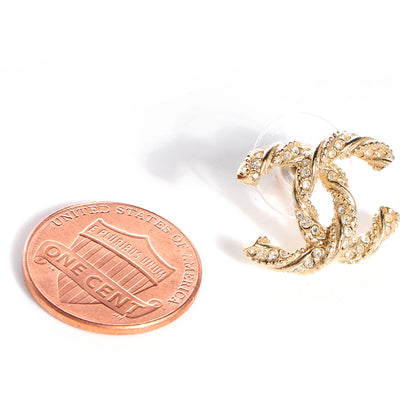Chanel Crystal Twisted CC Earrings Gold 2 of 5
