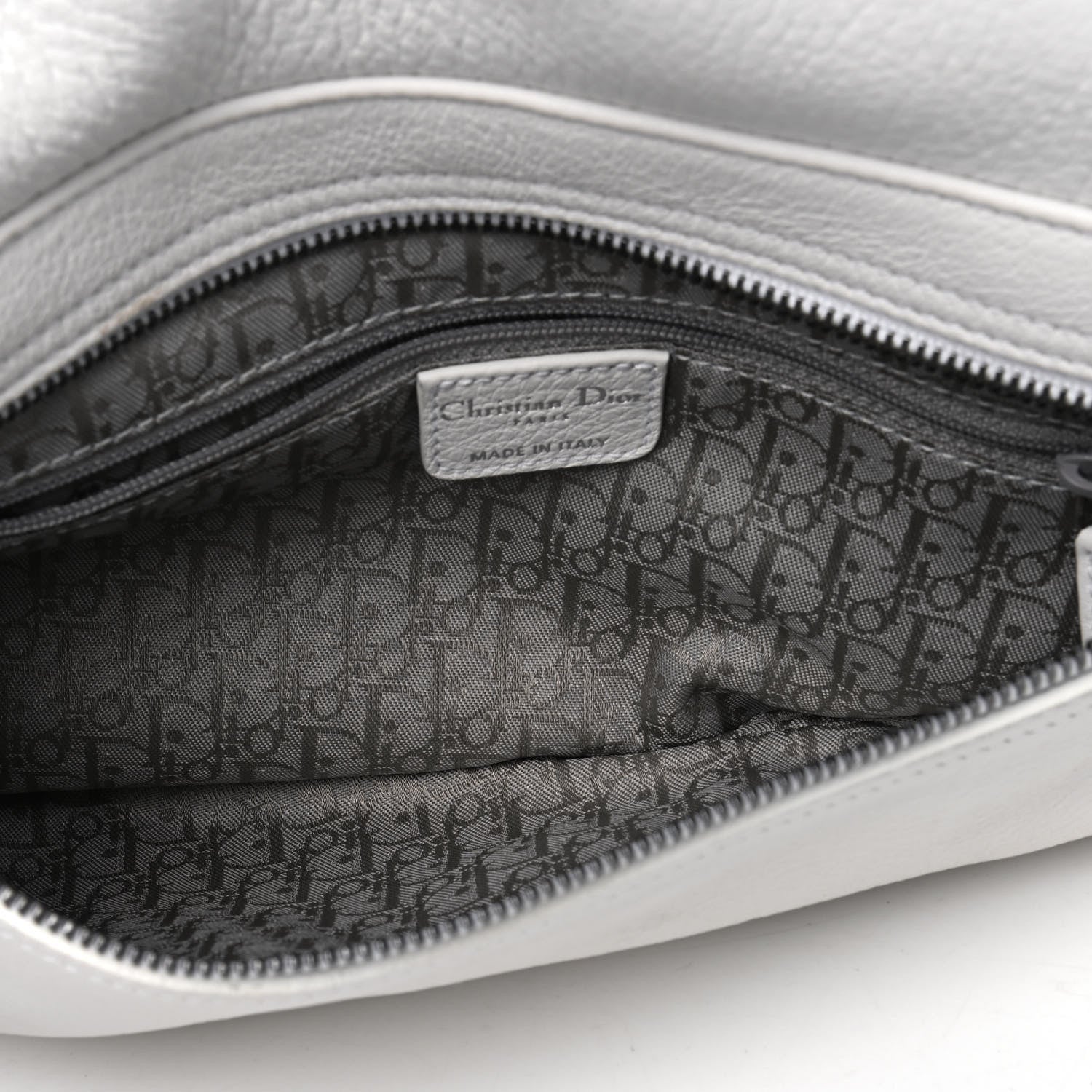 Christian Dior Calfskin Whipstitch Gaucho Double Saddle Bag White 4 of 16