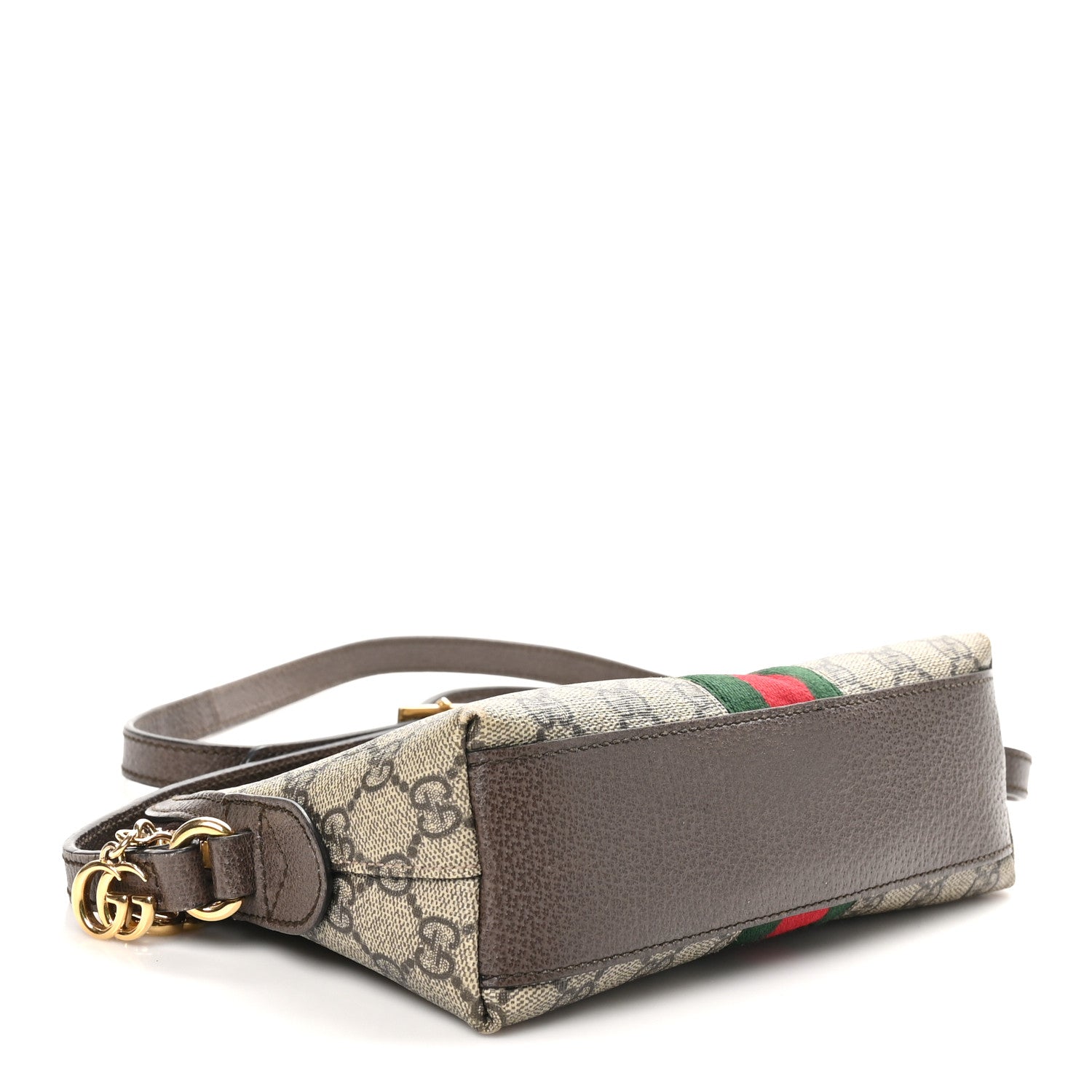 Gucci GG Supreme Monogram Textured Dollar Calfskin Web Small Ophidia Dome Shoulder Bag Beige Ebony New Acero 4 of 10