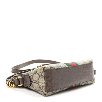 Gucci GG Supreme Monogram Textured Dollar Calfskin Web Small Ophidia Dome Shoulder Bag Beige Ebony New Acero 4 of 10