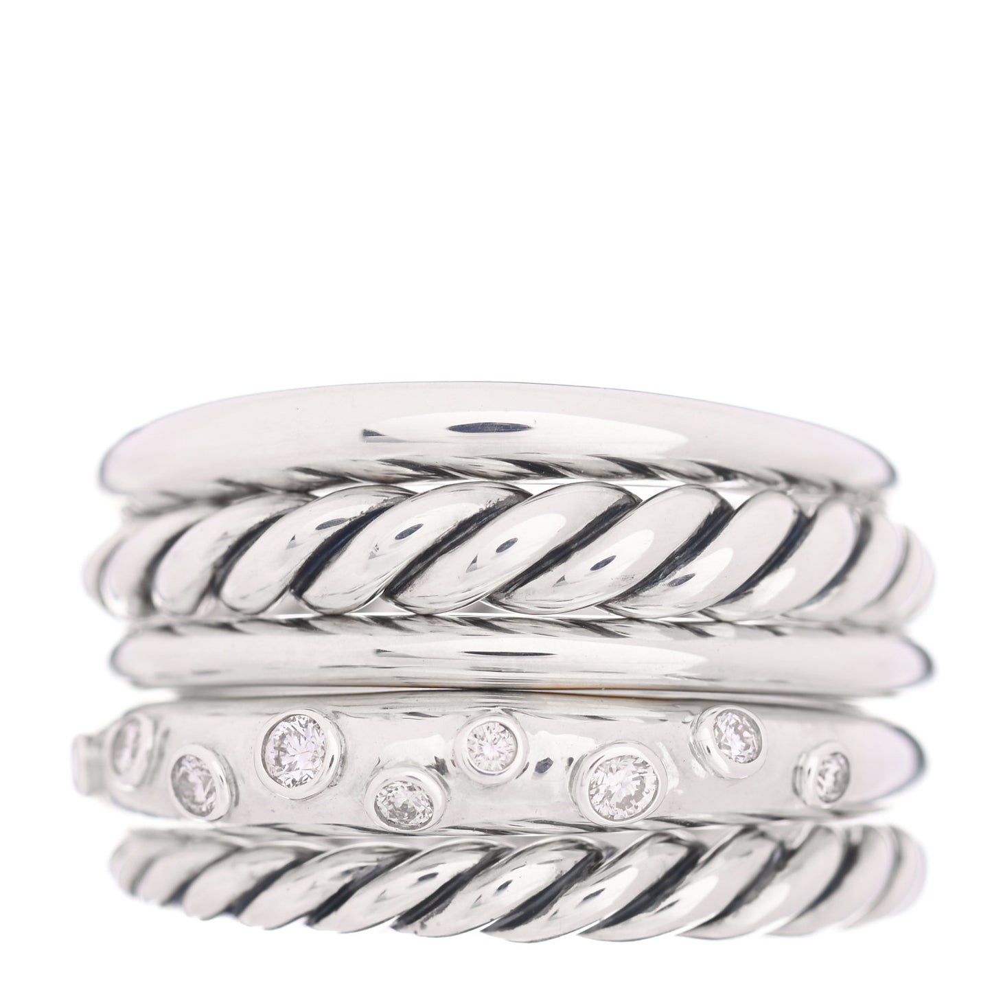 Sterling Silver Diamond 16mm Pure Form Stacked Ring 52 6