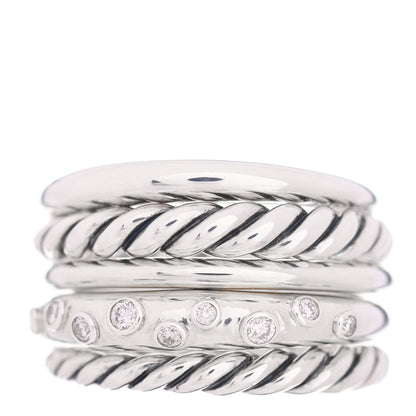 David Yurman Sterling Silver Diamond 16mm Pure Form Stacked Ring 52 6 1 of 4