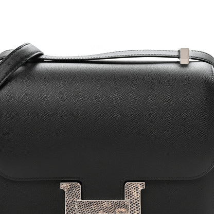Hermes Madame Calfskin Lizard Constance 24 Black Ombre 8 of 11