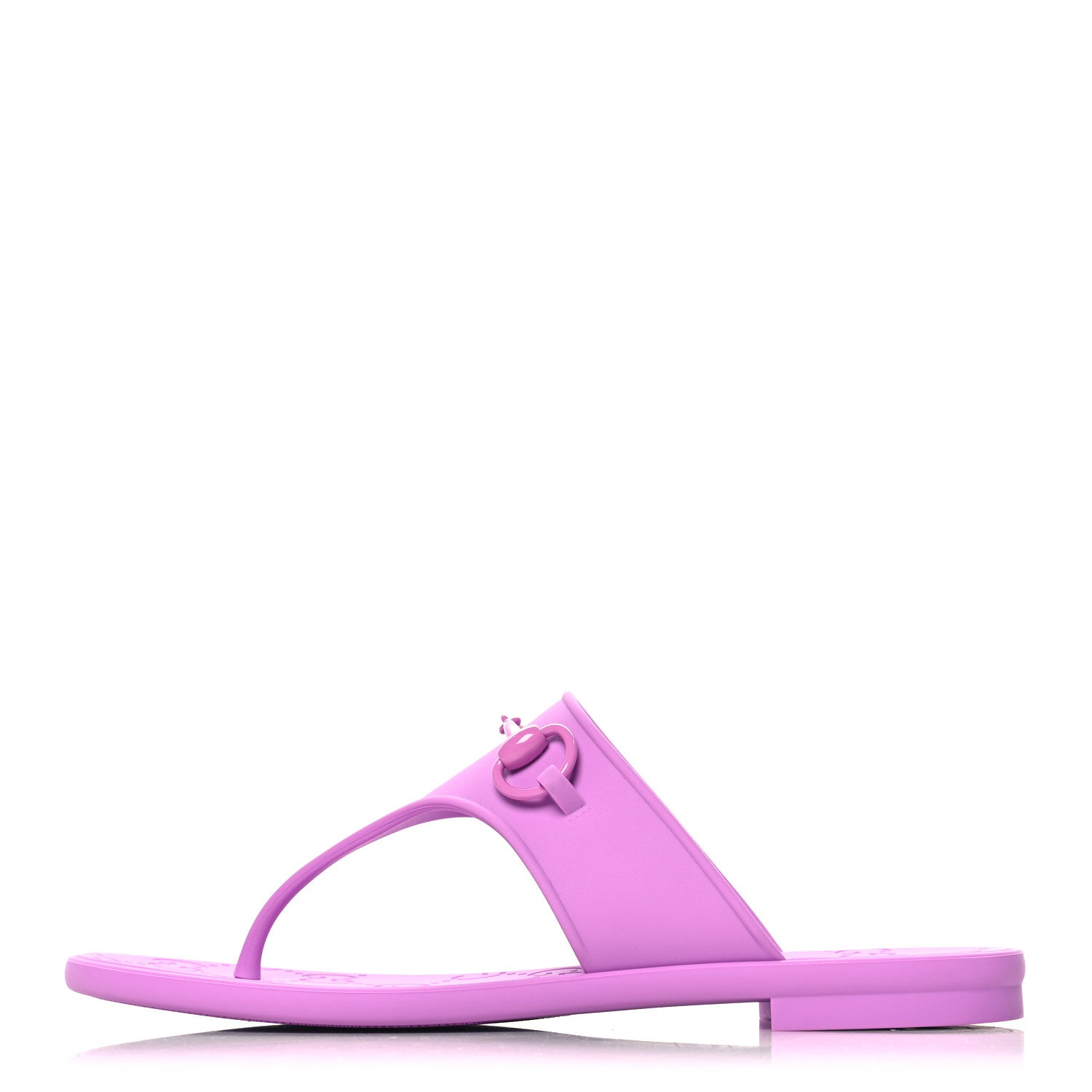 Gucci Rubber Womens Horsebit Thong Sandals 38 Candy Mousse 1 of 9