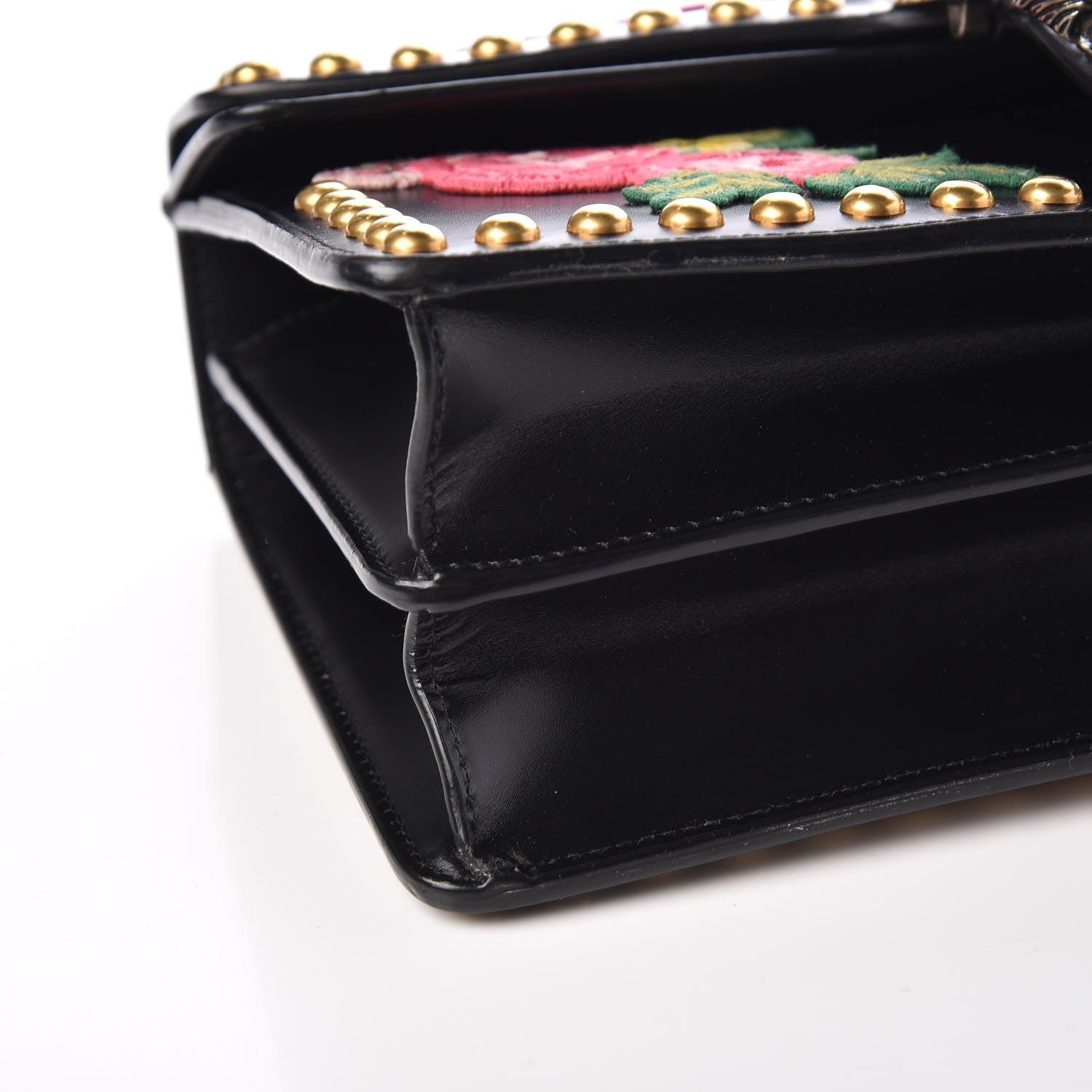 Gucci Calfskin Floral Embroidered Studded Small Dionysus Shoulder Bag Black 13 of 16