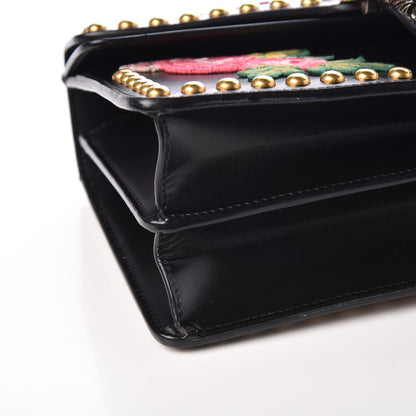 Gucci Calfskin Floral Embroidered Studded Small Dionysus Shoulder Bag Black 13 of 16