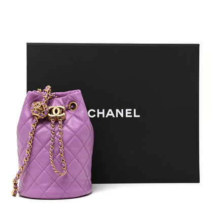 Chanel Lambskin Quilted Pearl Crush Drawstring Bag Purple 9 of 9