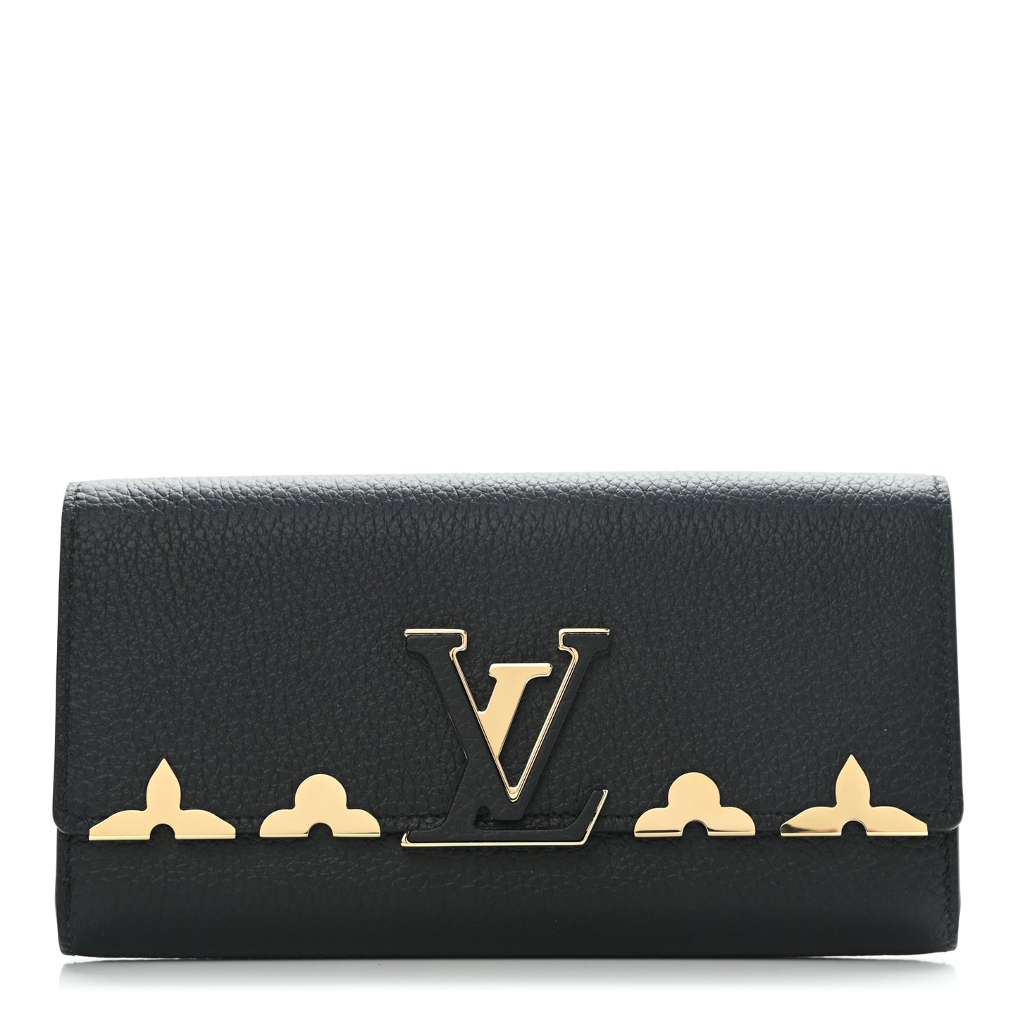 Taurillon Embellished Capucines Long Wallet Black