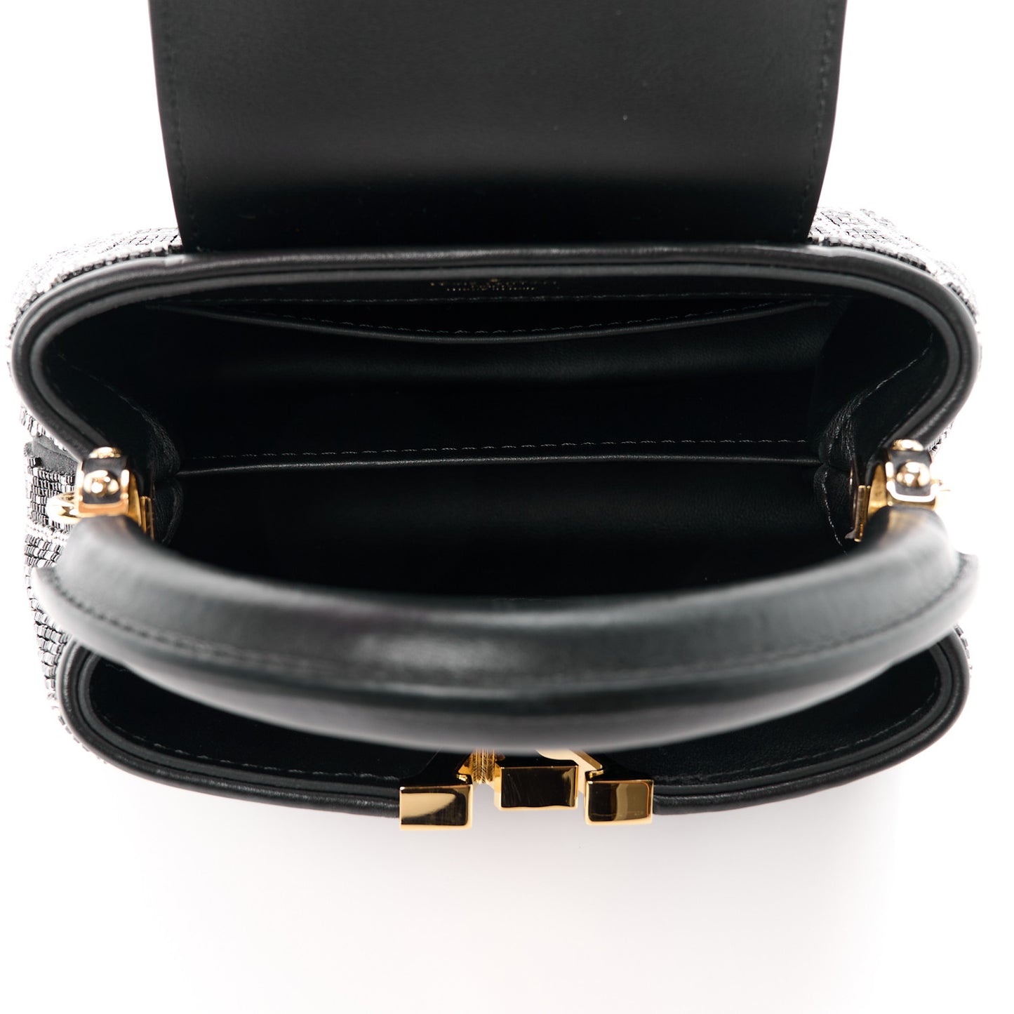 Bead Satin Embroidered Mini Capucines Black