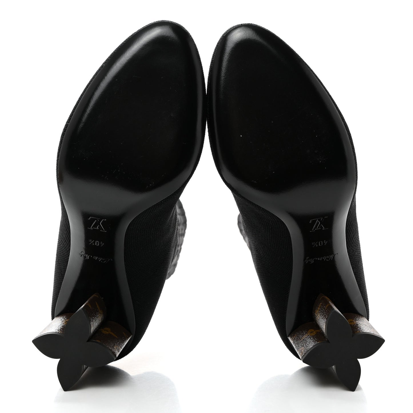Monogram Stretch Fabric Silhouette Ankle Boots 40.5 Black