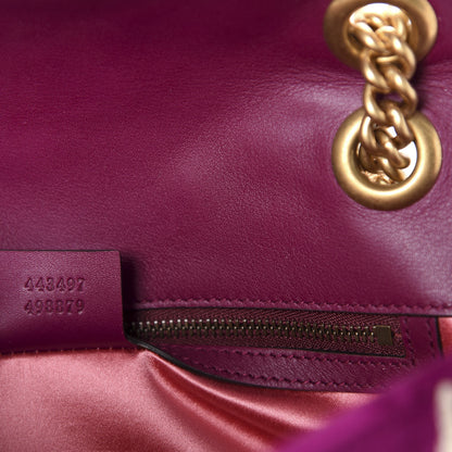Gucci Velvet Matelasse Embroidered Small GG Marmont Shoulder Bag Fuchsia Violet Cyclamen 9 of 10