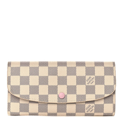 Louis Vuitton Damier Azur Emilie Wallet Rose Ballerine 1 of 11