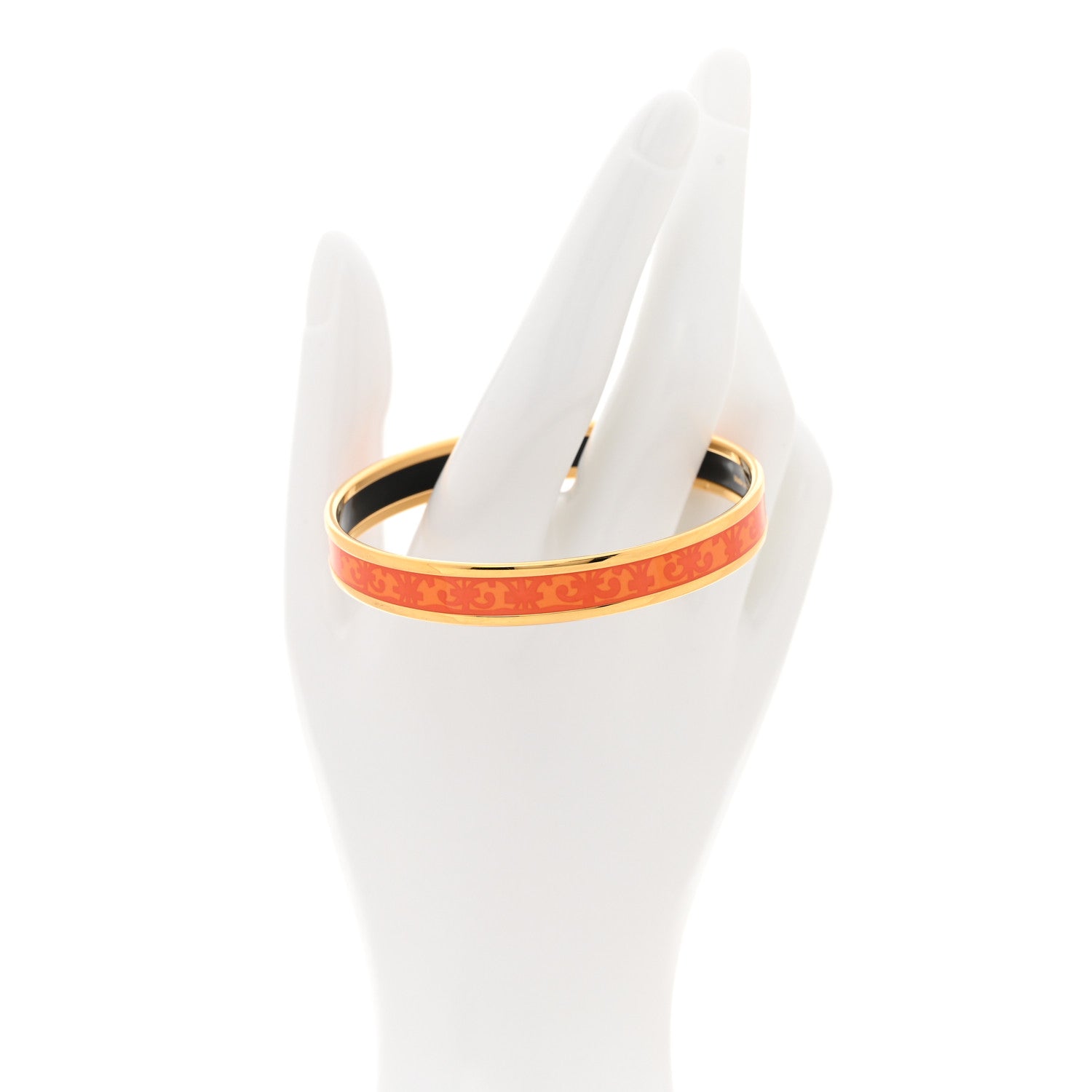 Hermes Enamel Printed Narrow Balcon du Guadalquivir Bracelet 65 Orange 2 of 5