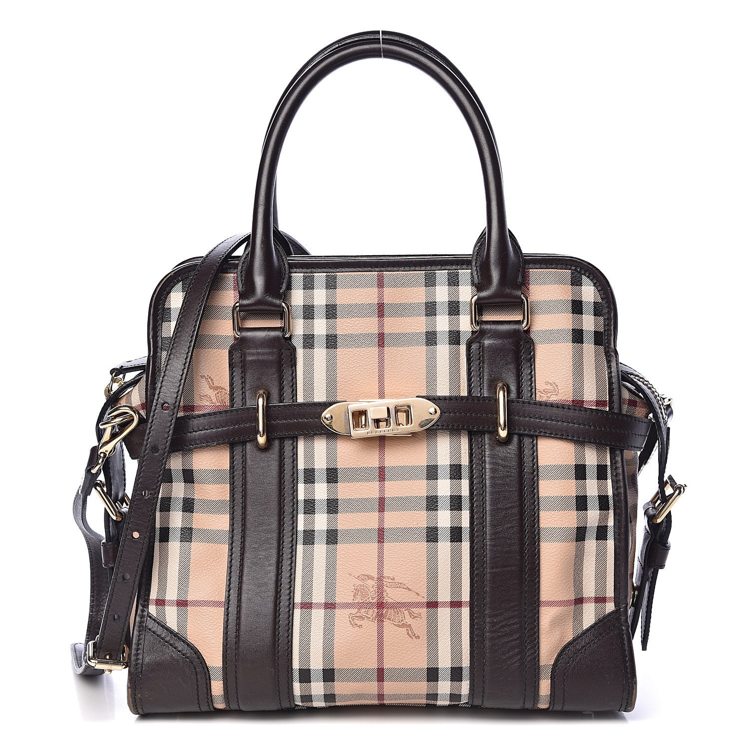 Burberry Haymarket Check Minford Portrait Tote Chocolate 1 of 16