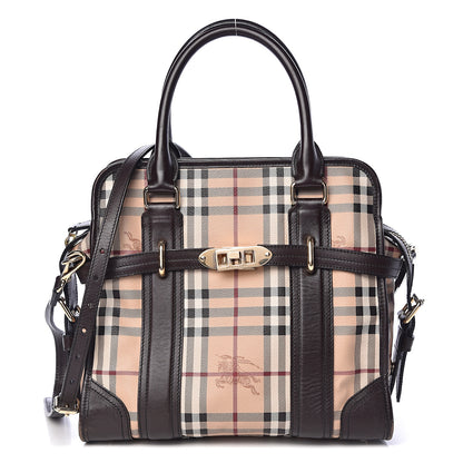 Burberry Haymarket Check Minford Portrait Tote Chocolate 1 of 16