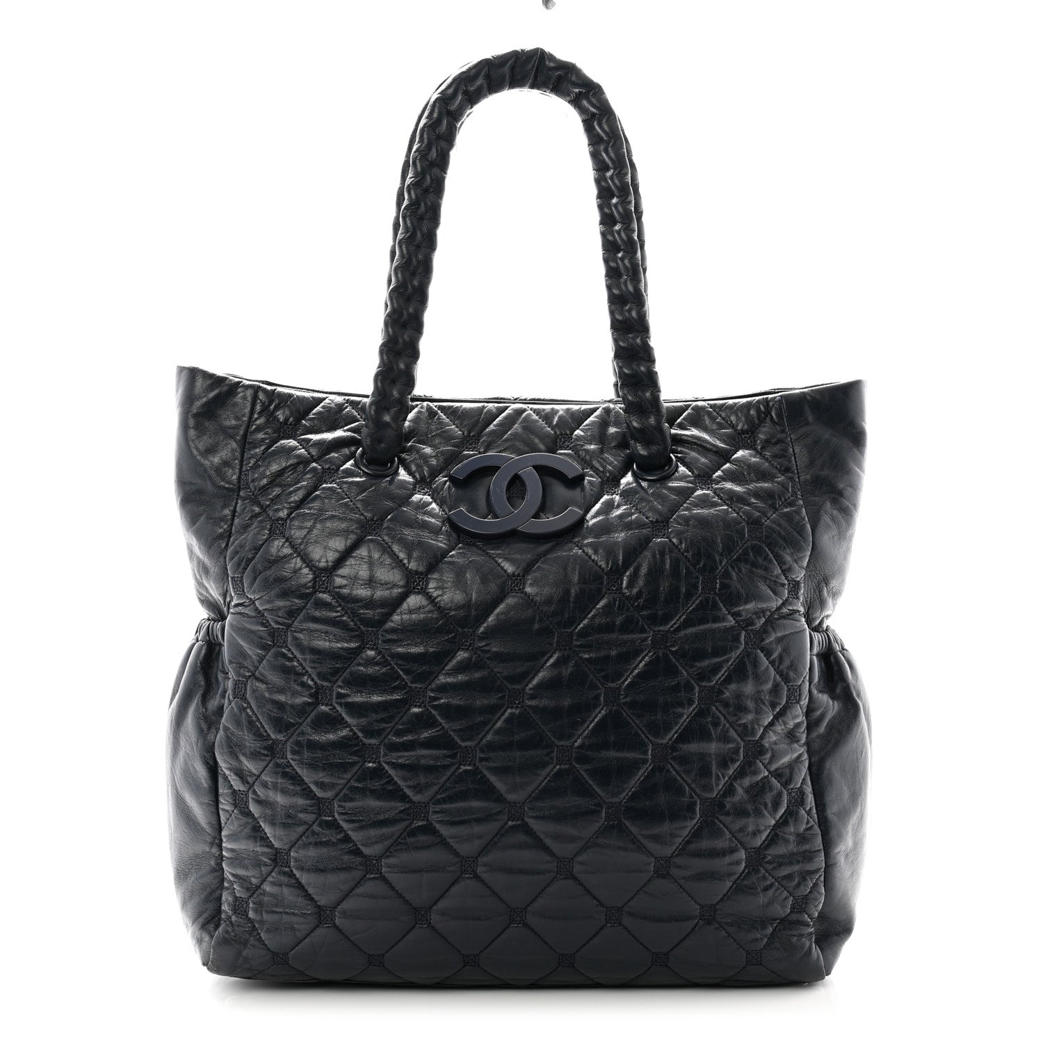 Chanel Lambskin Quilted Hidden Chain Tote Navy 1 of 13