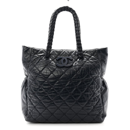 Chanel Lambskin Quilted Hidden Chain Tote Navy 1 of 13