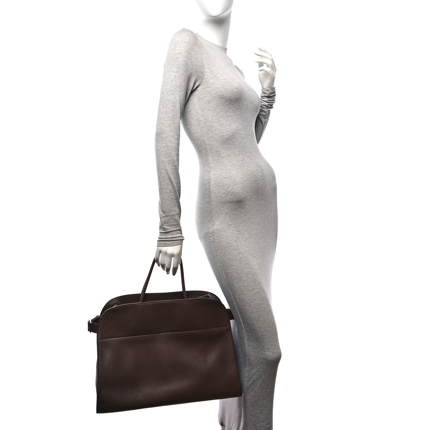 The Row Polished Saddle Calfskin Soft Margaux 17 Dark Brown 2 of 10