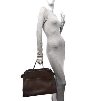 The Row Polished Saddle Calfskin Soft Margaux 17 Dark Brown 2 of 10