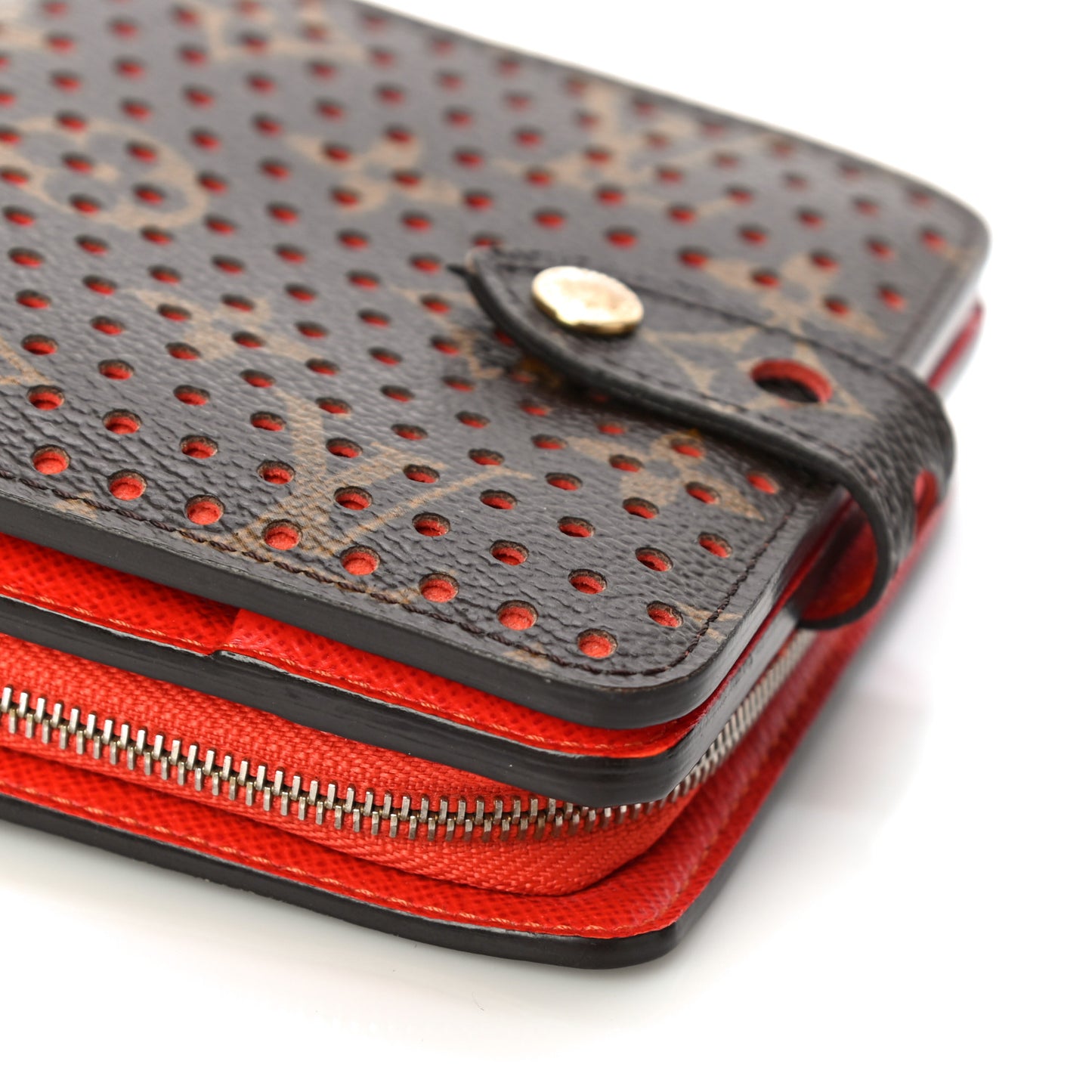 Monogram Perforated Compact Zipped Wallet Orange