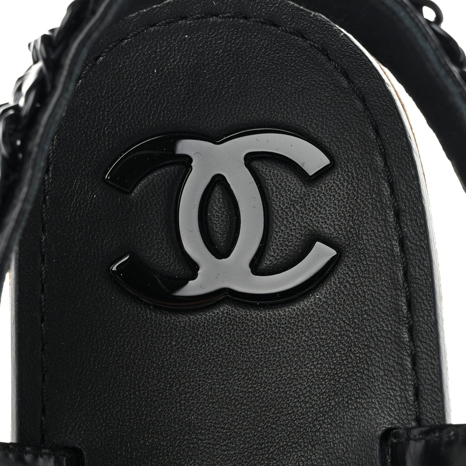 Chanel Laminated Goatskin Chain Sandals 39 Black 7 of 9