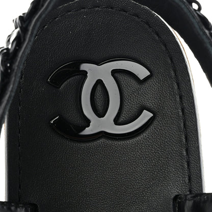 Chanel Laminated Goatskin Chain Sandals 39 Black 7 of 9