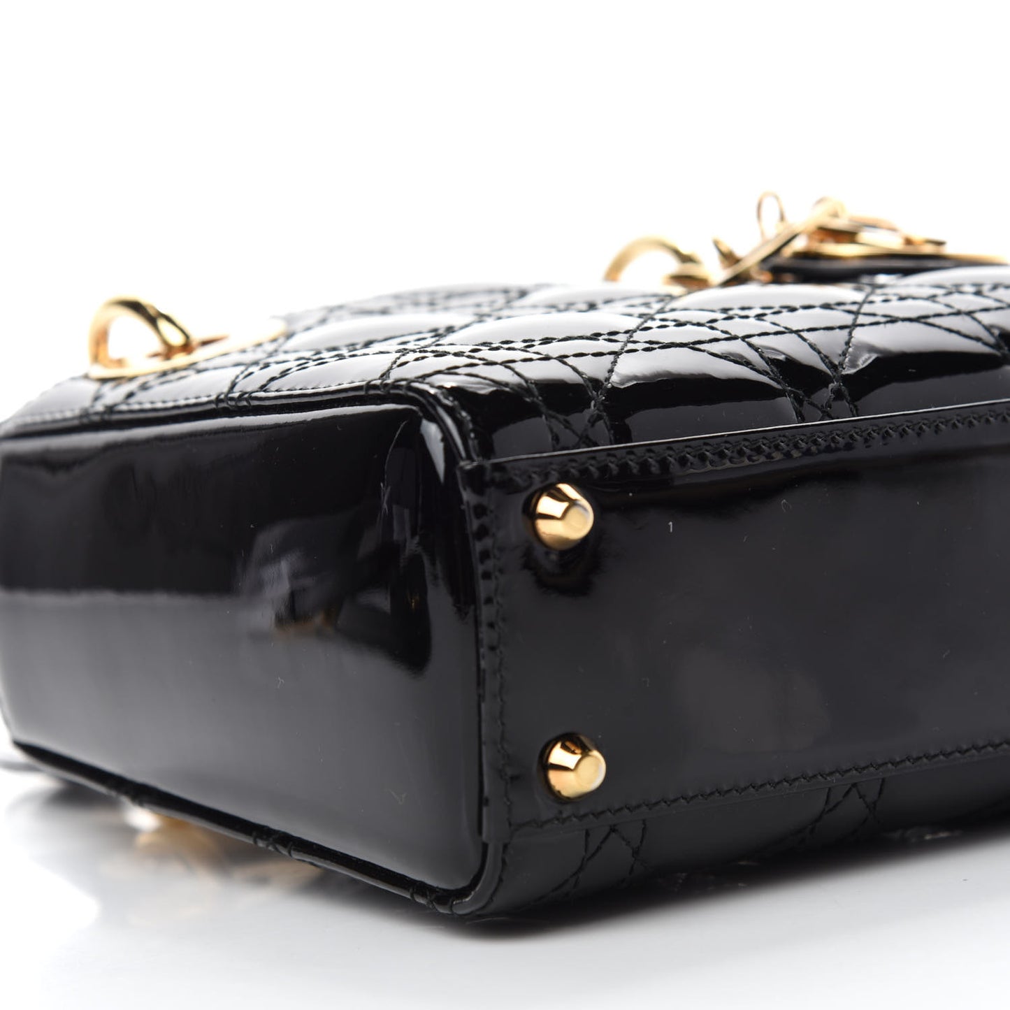 Patent Cannage Mini Lady Dior Black