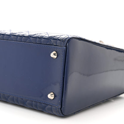 Christian Dior Patent Cannage Large Lady Dior Blue 10 of 12