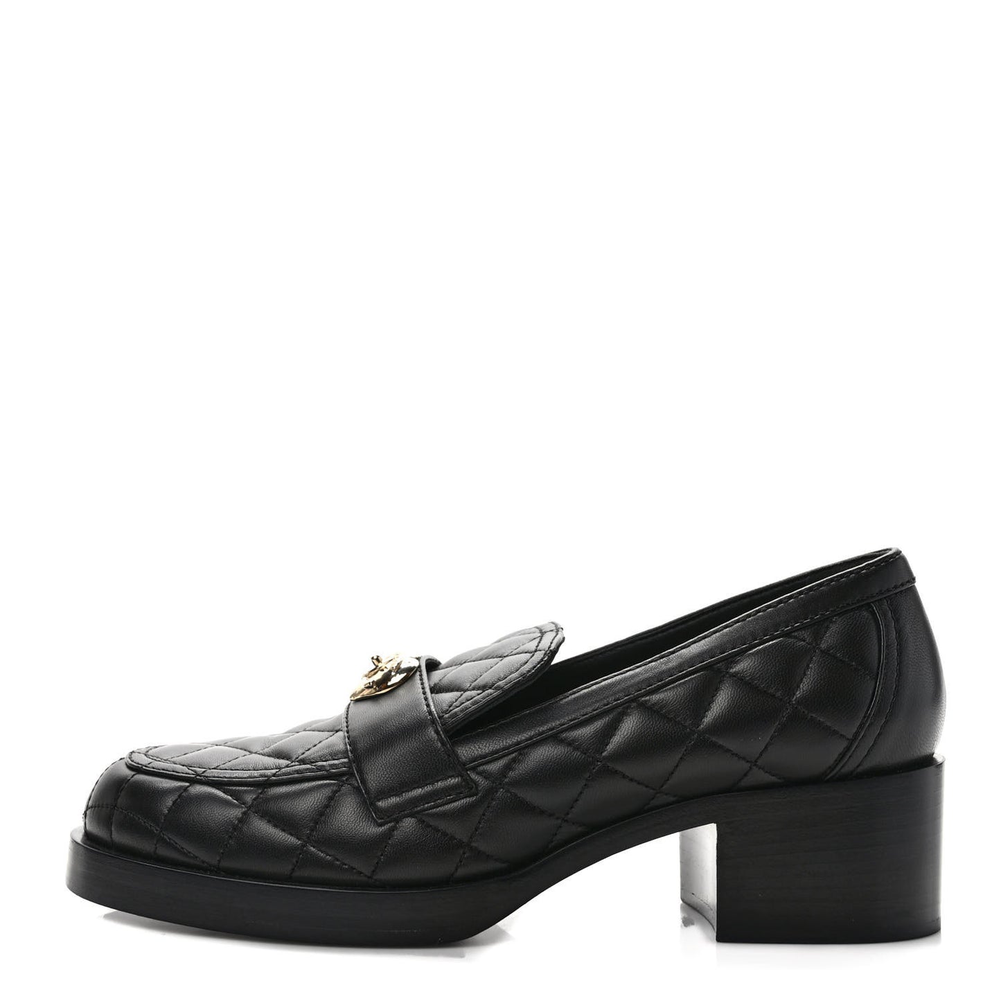 Lambskin Quilted CC Heart Loafers 40 Black