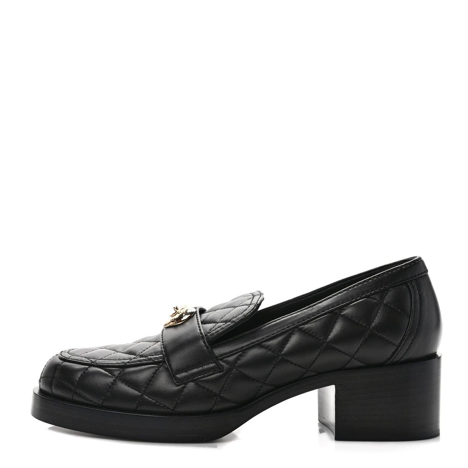 Chanel Lambskin Quilted CC Heart Loafers 40 Black 1 of 7