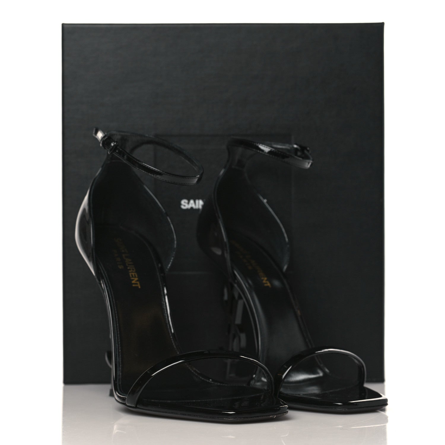 Saint Laurent Patent Calfskin Opyum 110 Sandals 39 Black 10 of 10