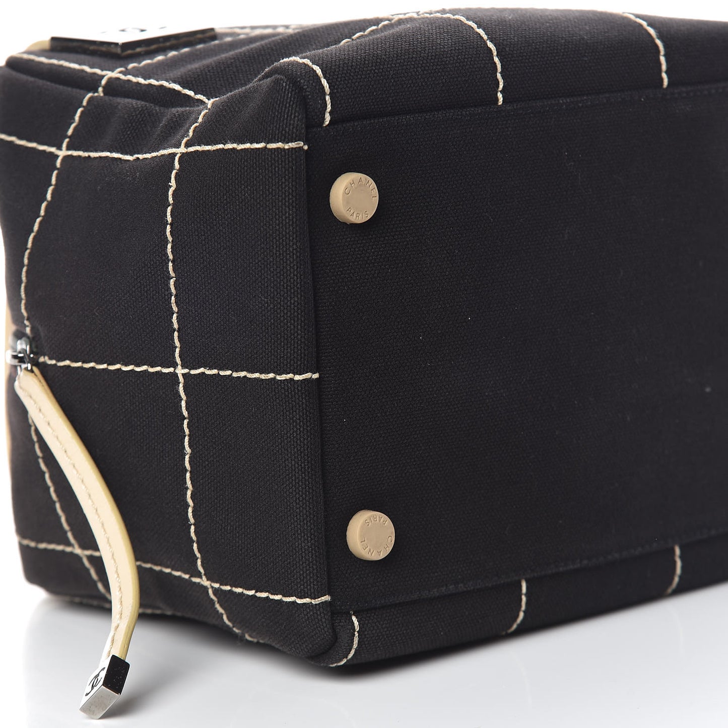Canvas Square Stitched CC Tote Bag Black